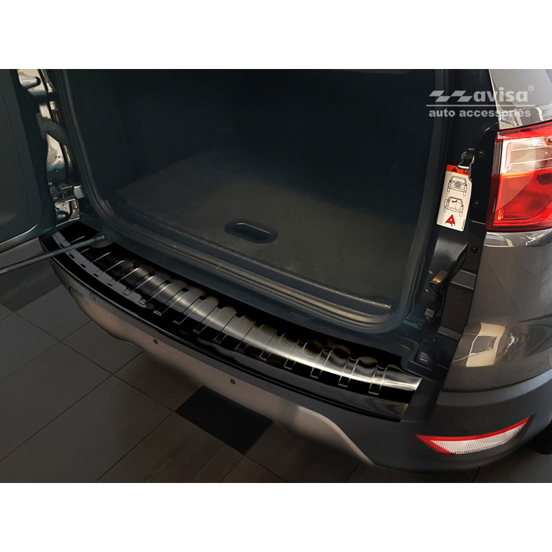 Black Stainless Steel Rear bumper protector  Ford Ecosport II Facelift 2017- incl. ST-Line 'Ribs'