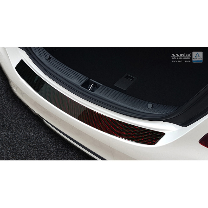 Carbon Rear bumper protector  Mercedes CLS (C218) 2014-2018 Red-Black Carbon