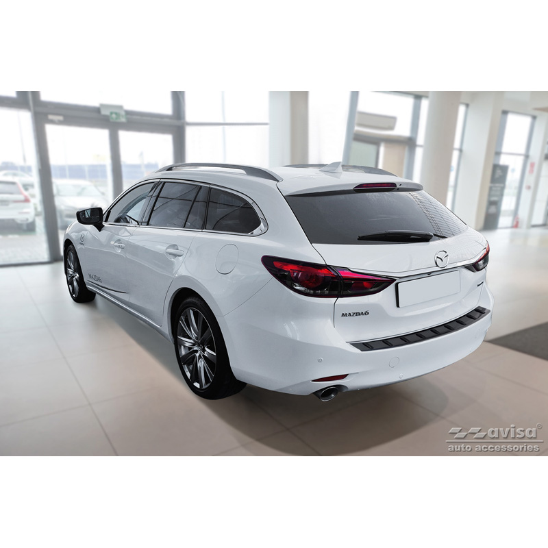 Black Stainless Steel Rear bumper protector  Mazda 6 III (GJ) Combi 2012- 'STRONG EDITION'