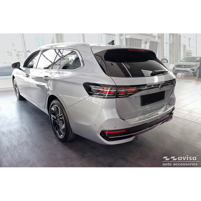 Inox door sill protectors  Volkswagen Passat Variant (CJ5) incl. R-Line & Hybrid 2024- / Skoda Superb IV Combi 2024- - 'Lines' - 4-pieces