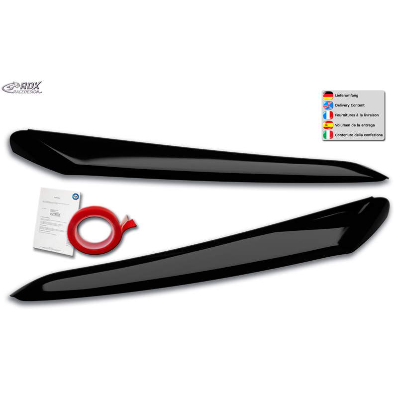 Head light spoilers  Citroën Jumper & Fiat Ducato & Peugeot Boxer 2014- & Opel Movano 2021- (ABS Gloss Black)