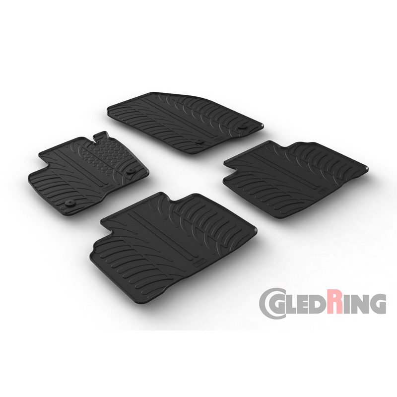Rubber car mats set  Ford Edge 2016- (T profile 4-pieces + mounting clips)
