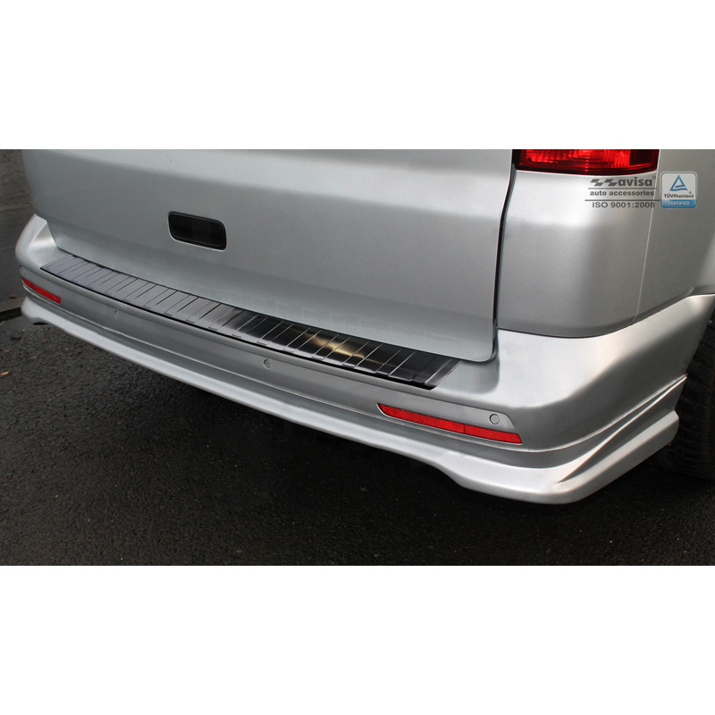 Black Stainless Steel Rear bumper protector  VW Transporter T5 2003-2015 (all) & T6 2015- / FL 2019- (with rear doors) 'Ribs'